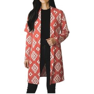 Antthony Aztec Print Long Oversized Open Front Sweater Cardigan Size Medium New
